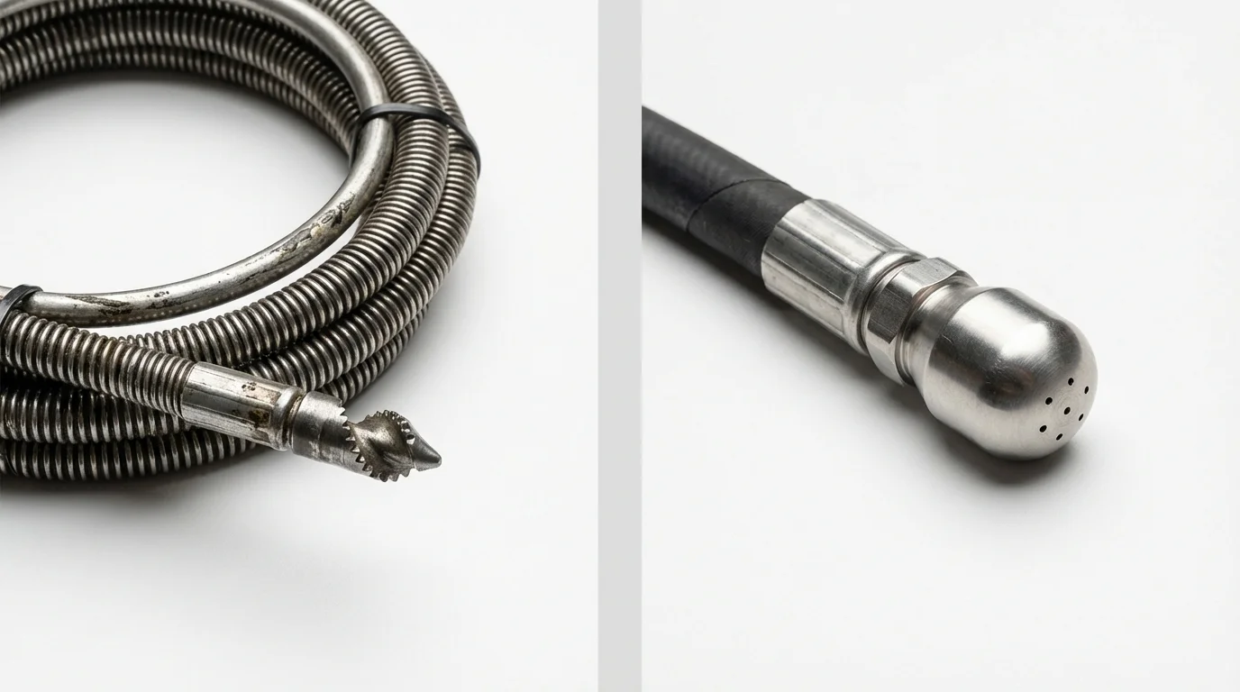 Drain snake cable and hydro jetting nozzle used for drain cleaning in Morro Bay, CA