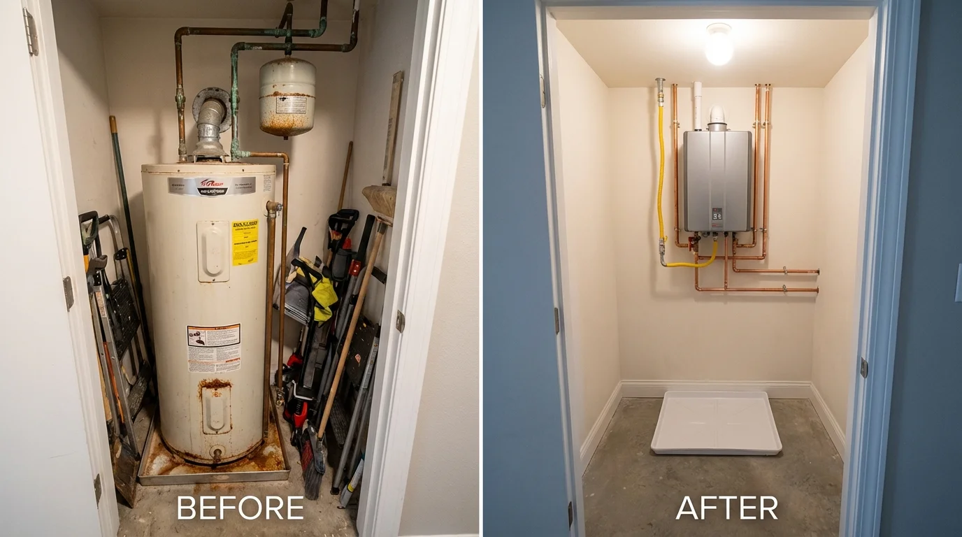 Tank water heater versus wall-mounted tankless unit comparison for Morro Bay, CA homeowners